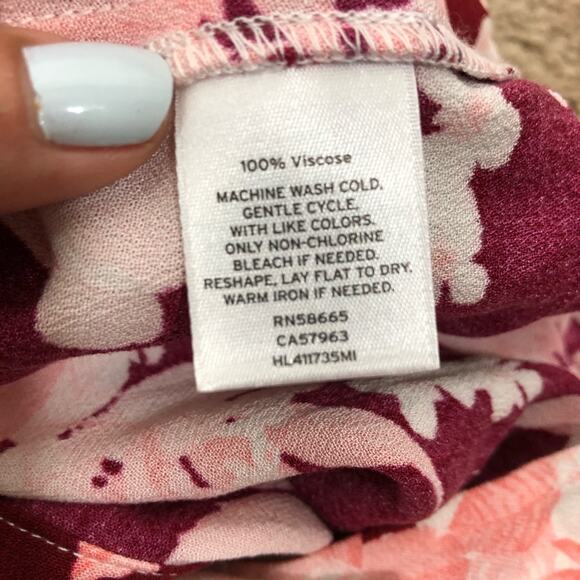 CHELSEA28 Floral Print Midi Skirt Red Pink Button Side Women's Size Small - Picture 6 of 6